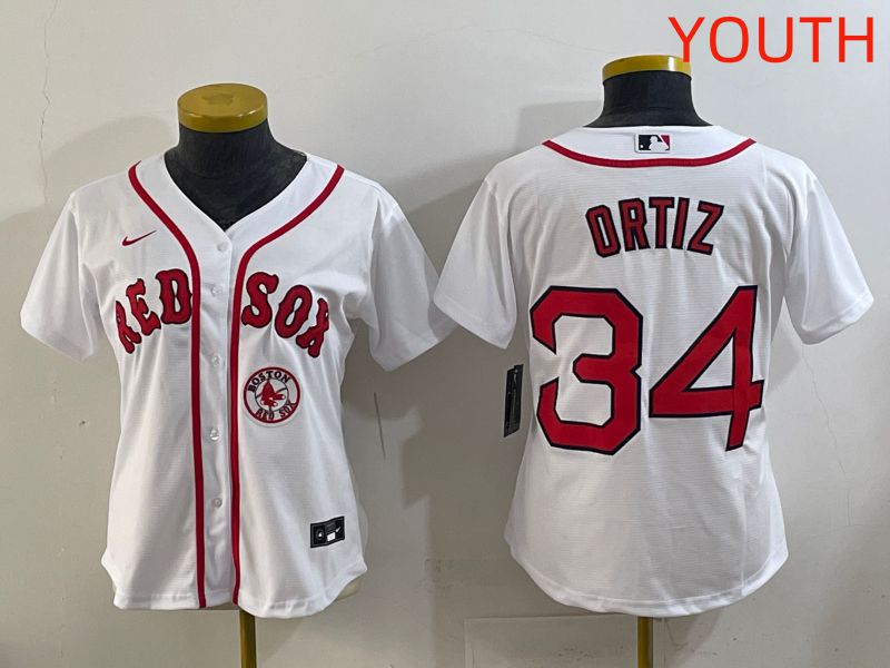 Youth 2025 Boston Red Sox #34 Ortiz White Game Nike MLB Jersey style 2